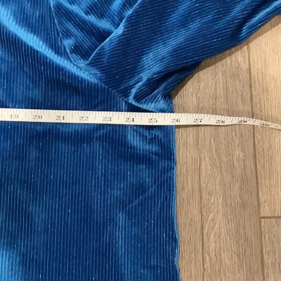 NWT Soft Surroundings Textured Velvet Boyfriend Blue Button Down Shirt Size 2X - Picture 9 of 11